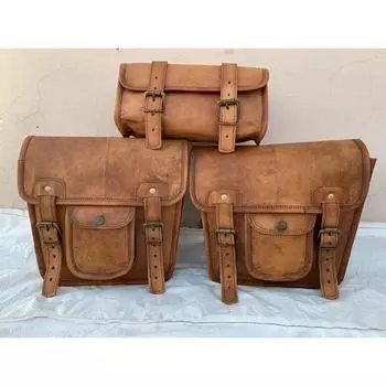 Комбинированная боковая мотоциклетная седельная сумка, сумки для инструментов, седельная сумка, кожаная универсальная сумка для багажа коричневый