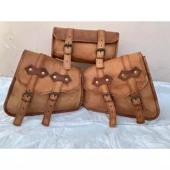 Комбинированная боковая мотоциклетная седельная сумка, сумки для инструментов, седельная сумка, кожаная универсальная сумка для багажа коричневый