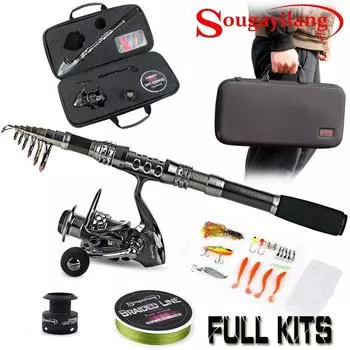 Комбинированная катушка для спиннинговой удочки, полный комплект с сумкой-переноской для рыбалки, аксессуары для рыбалки 1.8m&XY2000
