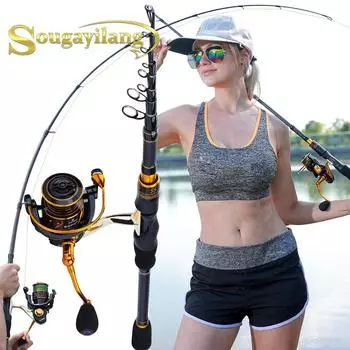 Комбинированная катушка для удочки 1,8 м 2,1 м, дорожная телескопическая удочка 13 + 1BB, катушка для морской и пресной воды 1.8M Rod&Reel 1000