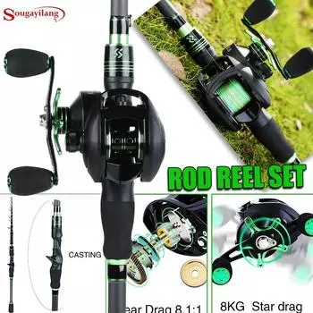 Комбинированная катушка для удочки для удочки с телескопической удочкой из углеродного волокна и катушкой для удочки 12+1BB 1.8m Rod&Left Reel