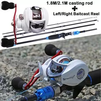 Комбинированная катушка для удочки, карбоновая удочка и катушка для наживки, набор для ловли пресноводного окуня 1.8M&Left hand