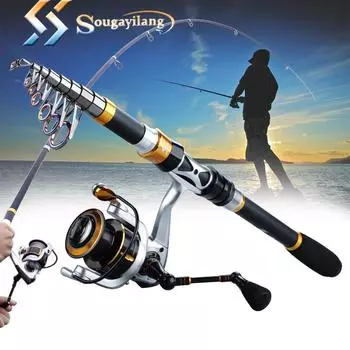 Комбинированная катушка для удочки, портативная телескопическая спиннинговая удочка, спиннинговая катушка для путешествий, рыбалки на открытом воздухе
