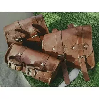 Комбинированная кожаная сумка для мотоцикла, седельные сумки, корзины для инструментов, боковые сумки для багажа коричневый