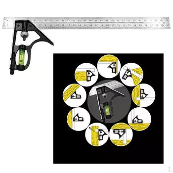 Комбинированная квадратная линейка из нержавеющей стали, 300 мм, 12 дюймов, инженерный измерительный инструмент