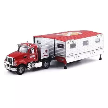 Комбинированная модель в масштабе 1/50 для легкового автомобиля, прицепа, складной дом, грузовик, статическая декоративная копия 1/50-Size:24.5*5*6cm красный