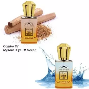 Комбинированная парфюмированная вода Menjewell Mysore Sandalwood и Eye Of Ocean | Ароматизатор-спрей для мужчин| Подарок для него| Парфюмерное сочетание (50 мл*2) 100 мл
