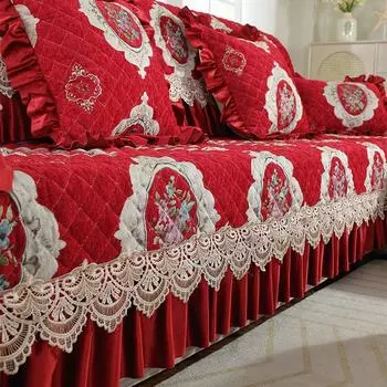 Комбинированная подушка для дивана Four Seasons, европейский универсальный чехол для дивана, простой и нескользящий высококачественный утолщенный коврик для дивана для гостиной Hand towel35x70cm1pc