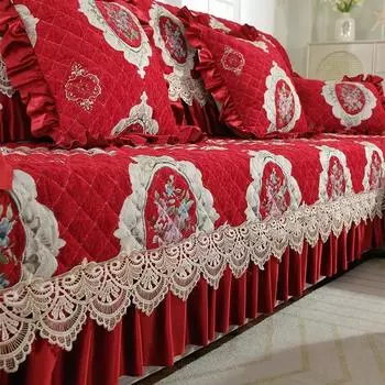 Комбинированная подушка для дивана Four Seasons, европейский универсальный чехол для дивана, простой и нескользящий высококачественный утолщенный коврик для дивана для гостиной Hand towel35x70cm1pc