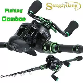 Комбинированная рыболовная катушка, 12 + 1BB, рыболовная катушка и карбоновая дорожная удочка длиной 1,8 м 2,1 м для ловли окуня 1.8M Rod&Reel Left Hand