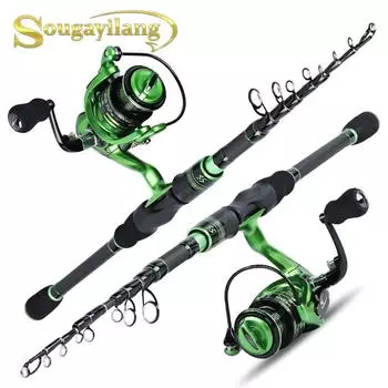 Комбинированная рыболовная катушка, 13 + 1BB, спиннинговая катушка и карбоновая дорожная удочка 1,8 м 2,1 м для ловли окуня 1.8M Rod&Reel 1000