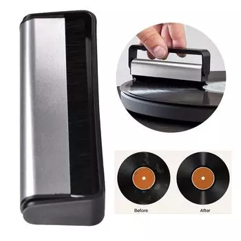 Комбинированная щетка для винила, ручка для проигрывателя пластинок, щетка и салфетка из углеродного волокна для чистки проигрывателей, щетки для фонографов