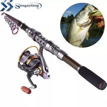 Комбинированная спиннинговая удочка и катушка, карбоновая телескопическая удочка, комплект катушек для морской пресноводной рыбалки