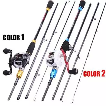 Комбинированная удочка для кастинга, 4 наконечника, приманка из углеродного волокна, левая и правая катушка для приманки 1.8M&Left Hand золотой