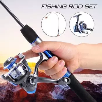Комбинированная удочка для ледяного спиннинга с спиннинговой катушкой Удочка Nini и переносная рыболовная катушка для морской воды reel & rod синий