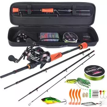 Комбинированная удочка и катушка, 4-секционная комбинированная удочка для кастинга, 1,8 м/2,1 м, сверхлегкая портативная удочка, 17 + 1BB, катушка для кастинговой рыбалки 1.8m& Left set