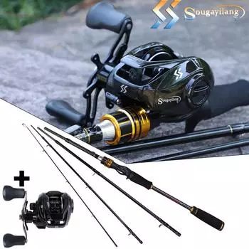 Комбинированная удочка и катушка из углеродного волокна, портативная 4-секционная литейная удочка с набором катушек для приманки