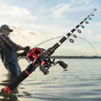 Комбинированная удочка и катушка Телескопическая удочка длиной 2,1 м с левосторонней катушкой для приманки Right Hand