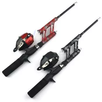 Комбинированная удочка и катушка Углеродная телескопическая удочка с набором катушек для соленой и пресной воды красный
