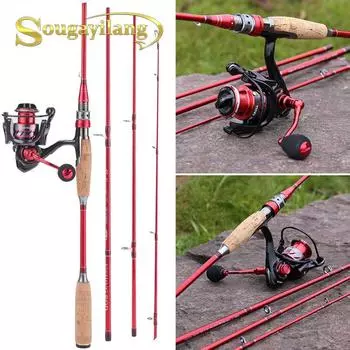 Комбинированная удочка, портативная дорожная спиннинговая удочка из углеродного волокна, 13 + 1BB, спиннинговые рыболовные катушки 2.1M Rod Reel 1000