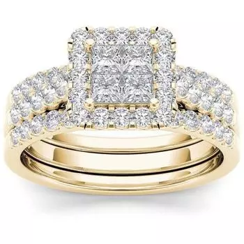 Комбинированное кольцо с цирконием, квадратное позолоченное ювелирное изделие. No. 6 золотой