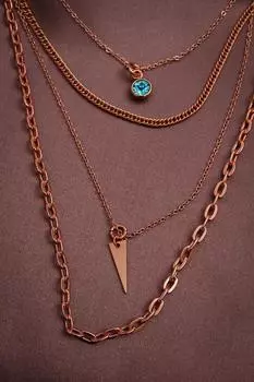 Комбинированное колье из 4 частей с розовым покрытием