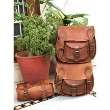 Комбинированное мотоциклетное седло из козьей кожи, 3 сумки, седельная сумка, 3 боковые сумки коричневый