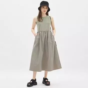 Комбинированное платье GU by Uniqlo Tech без рукавов +E