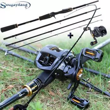 Комбинированные катушки для кастинговой удочки длиной 2,1 м, 4 секции, удочка для наживки и кастинговая катушка 13BB Rod2.1&Right handle