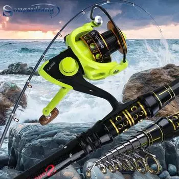 Комбинированные катушки для спиннинговой удочки, удочка 1,5–3,0 м с алюминиевой шпулей, катушка для спортивной рыбалки на открытом воздухе Rod1.5&Reel1000