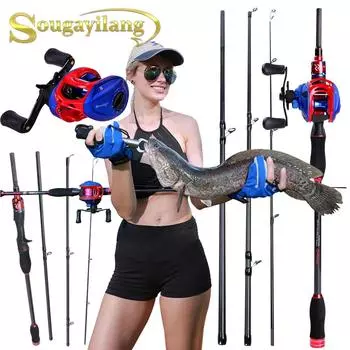 Комбинированные катушки для удочек, 4 секции, дорожная удочка, 13 + 1BB, 18 фунтов, максимальная мощность, катушки для ловли летучих мышей 1.8M Rod&Reel Left Hand