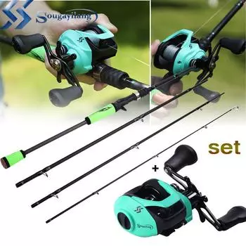 Комбинированные катушки для удочек для наживки с 4-секционными удилищами для наживки, 12 + 1BB, набор для кастинговой катушки Rod2.1m&Left hand