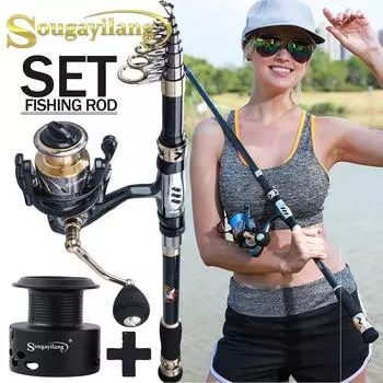 Комбинированные катушки для удочек, телескопическая удочка 1,8–3,6 м, катушка 13 + 1BB, портативная дорожная катушка для удочек, комбинированная 1.8M Rod&Reel 1000