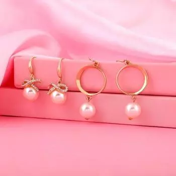 Комбинированные серьги Estele на День святого Валентина для жены с жемчугом для девочек и женщин