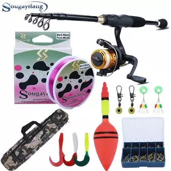 Комбинированные спиннинговые удочки и катушки, удочка 1,8 м/2,4 м с рыболовной катушкой для ловли карпа fishing rod 1.8 set