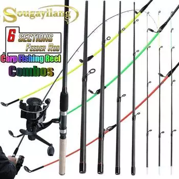 Комбинированные удочки 3,0 м/9,8 футов, фидерная удочка, катушка для ловли карпа, пресноводная рыбалка в соленой воде 3.0M/9.8FT Rod&Reel