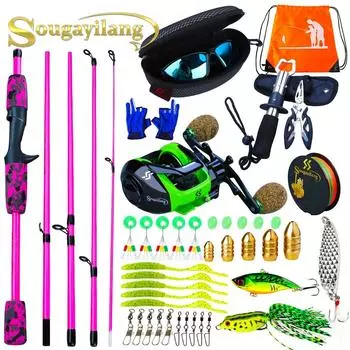 Комбинированные удочки для рыбалки, 5 секций, удочка для заброса с катушкой 12 + 1BB, полный комплект 5.5FT Rod&Reel Left Hand жёлтый