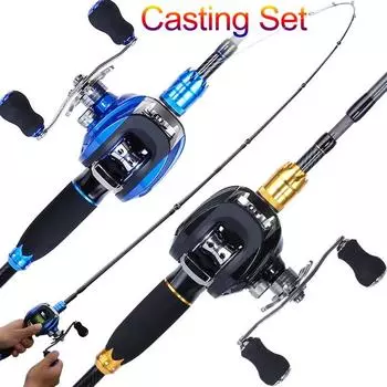 Комбинированные удочки и катушки, 4 секции, комбинированная катушка для удочки, комплект для морской и пресной воды, комплект удочек Left Hand синий