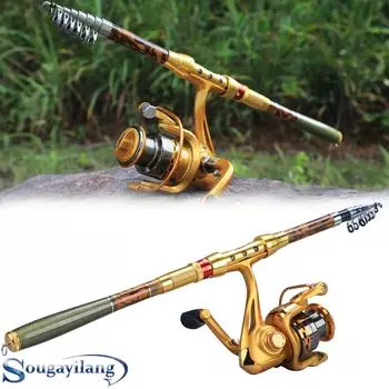Комбинированные удочки и катушки Удочка длиной 1,8–2,7 м с рыболовной катушкой 13+1BB для инструментов для ловли карпа 1.8m&2000