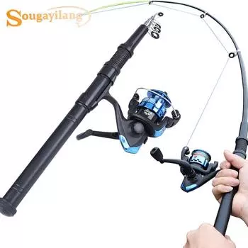 Комбинированные удочки и рыболовные катушки Телескопическая удочка Легкая рыболовная катушка Рыболовные снасти set