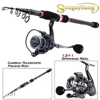 Комбинированные удочки из углеродного волокна, телескопическая удочка 1,8–3,0 м и катушка 13 + 1BB, наборы для морской рыбалки