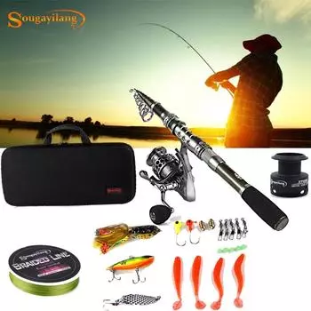 Комбинированные удочки с телескопической удочкой, спиннинговые катушки, сумка для переноски для рыбалки 1.8M&2000