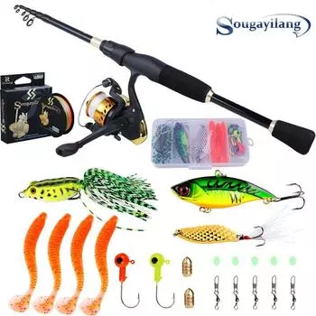 Комбинированные удочки Sougayilang с телескопическими удочками и набором рыболовных катушек Rod1.8M Fishinf Set