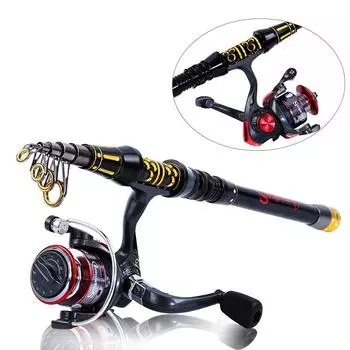 Комбинированные углеродные телескопические удилища для спиннинга 1,8–3,0 м с мини-спиннинговыми катушками, наборы для дорожной рыбалки 1.5M&Reel