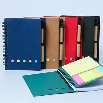 Комбинированный блокнот с защелкой и шариковой ручкой. Вдохновляющий блокнот из крафт-спирали для выпускного и липкими бирками. чёрный