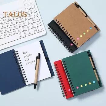 Комбинированный блокнот с защелкой и шариковой ручкой. Вдохновляющий блокнот из крафт-спирали для выпускного и липкими бирками. чёрный