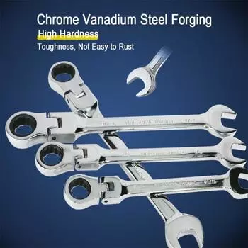 Комбинированный ключ с храповым механизмом и гибкой головкой, инструмент с храповым механизмом двойного назначения, набор комбинированных ключей с храповым механизмом. Автомобильный ручной инструмент гаечный ключ 6MM-17MM