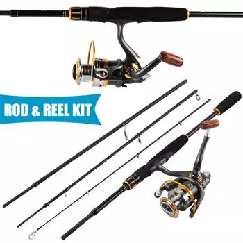 Комбинированный комплект катушек для удочки - портативная выдвижная удочка, набор спиннинговых катушек, рыболовные снасти Pesca 2.1M Rod With DK1000 Reel белый