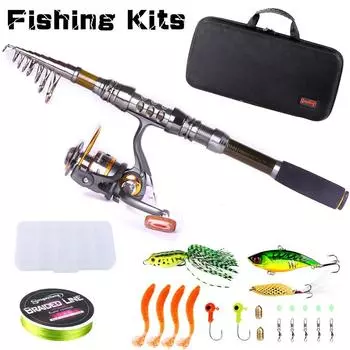 Комбинированный комплект удочки и катушки 1,8–2,7 м, полный комплект с сумкой для переноски, рыболовные аксессуары для ловли карпа 1.8M&DK1000