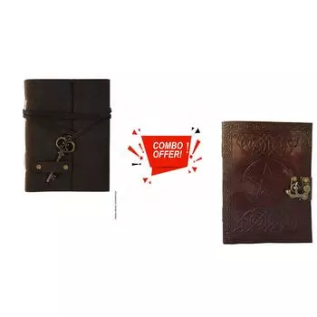 Комбинированный кожаный дневник Дневник для путешествий с тиснением ручной работы в стиле и формате Винтажный кожаный дневник Пентаграмма Кожаный блокнот с тиснением вручную 7 x 5 in коричневый